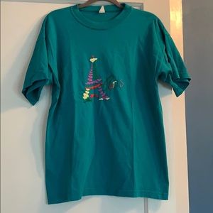 VINTAGE Teal Embroidered Tee